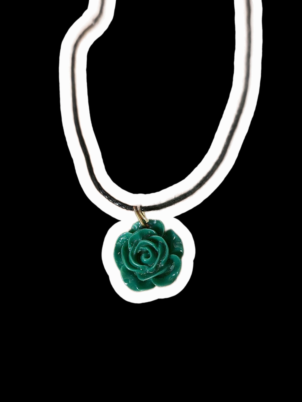 Teal Rose Pendant Necklace